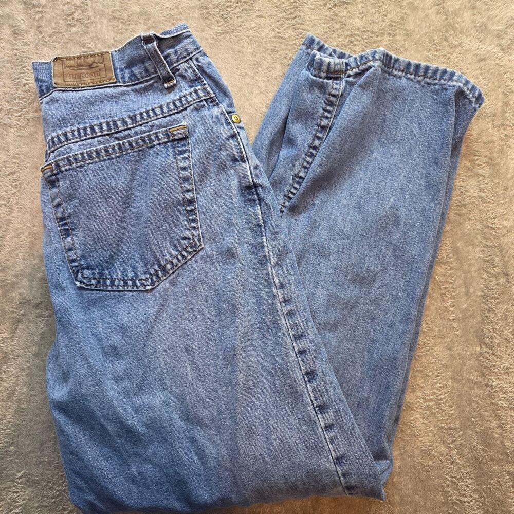 L.L.Bean Jeans Mens 33x32 Blue Double L Wide Leg Relaxed Light Wash Zip Fly